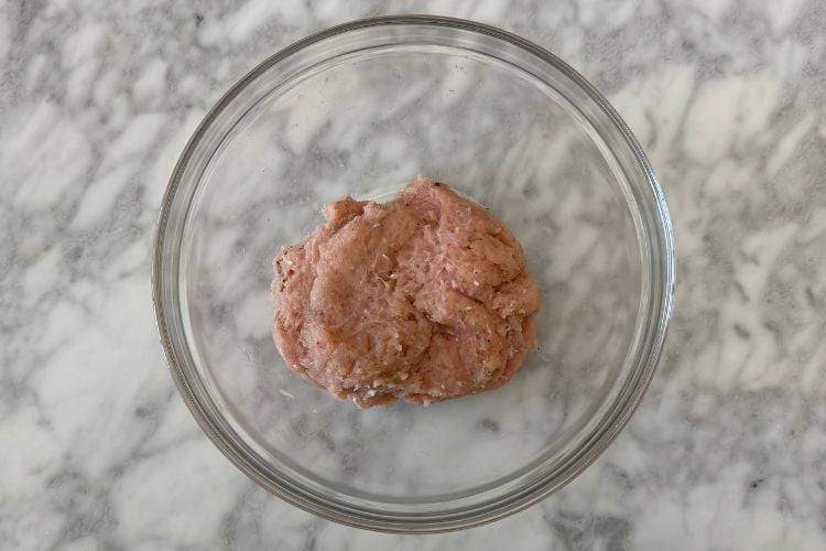 Combined turkey burger ingredients