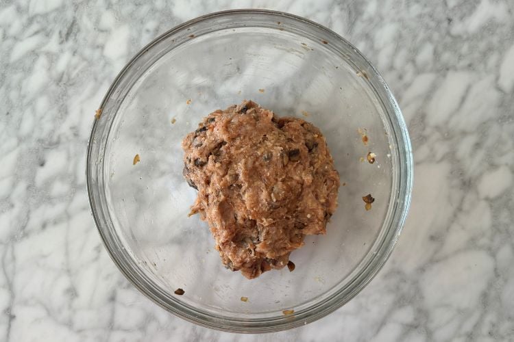 Combined turkey mushroom meatloaf mixture