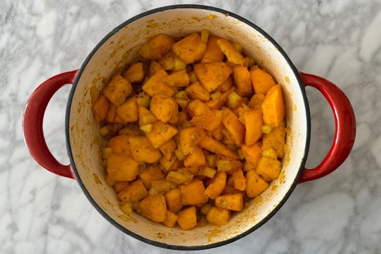 Cooked butternut squash and apples