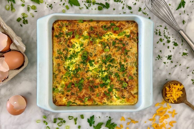 Cooked cottage cheese egg bake