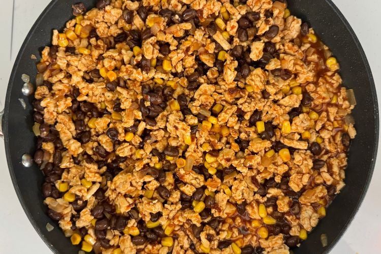 Cooked enchilada skillet