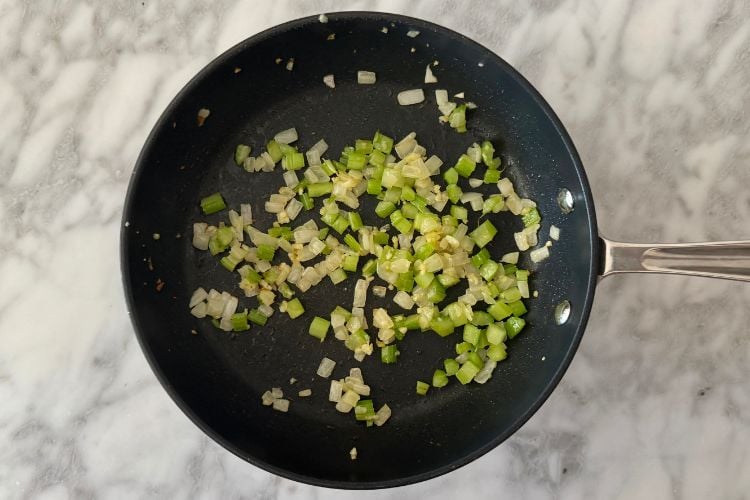 Cooked onion celery and garlic