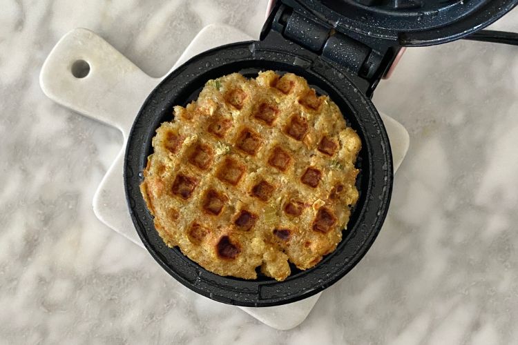 Cooked stuffing waffle