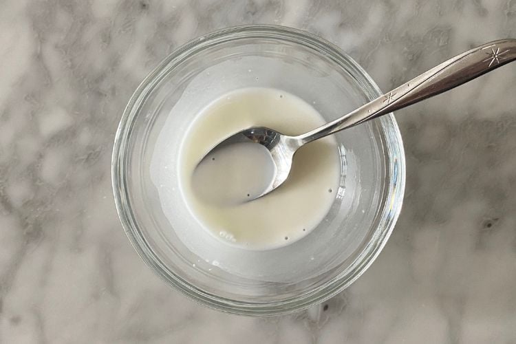 Cornstarch slurry in bowl