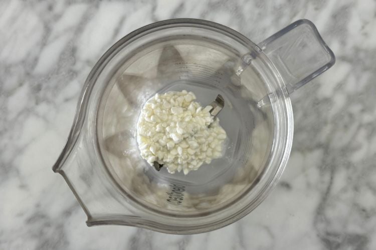 Cottage cheese in a blender