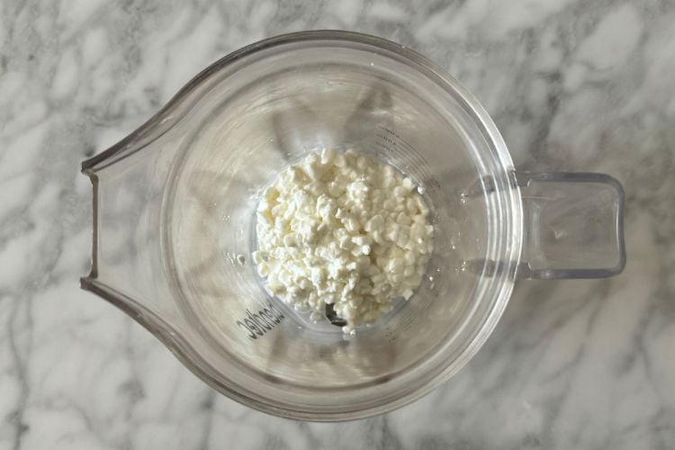 Cottage cheese in a blender