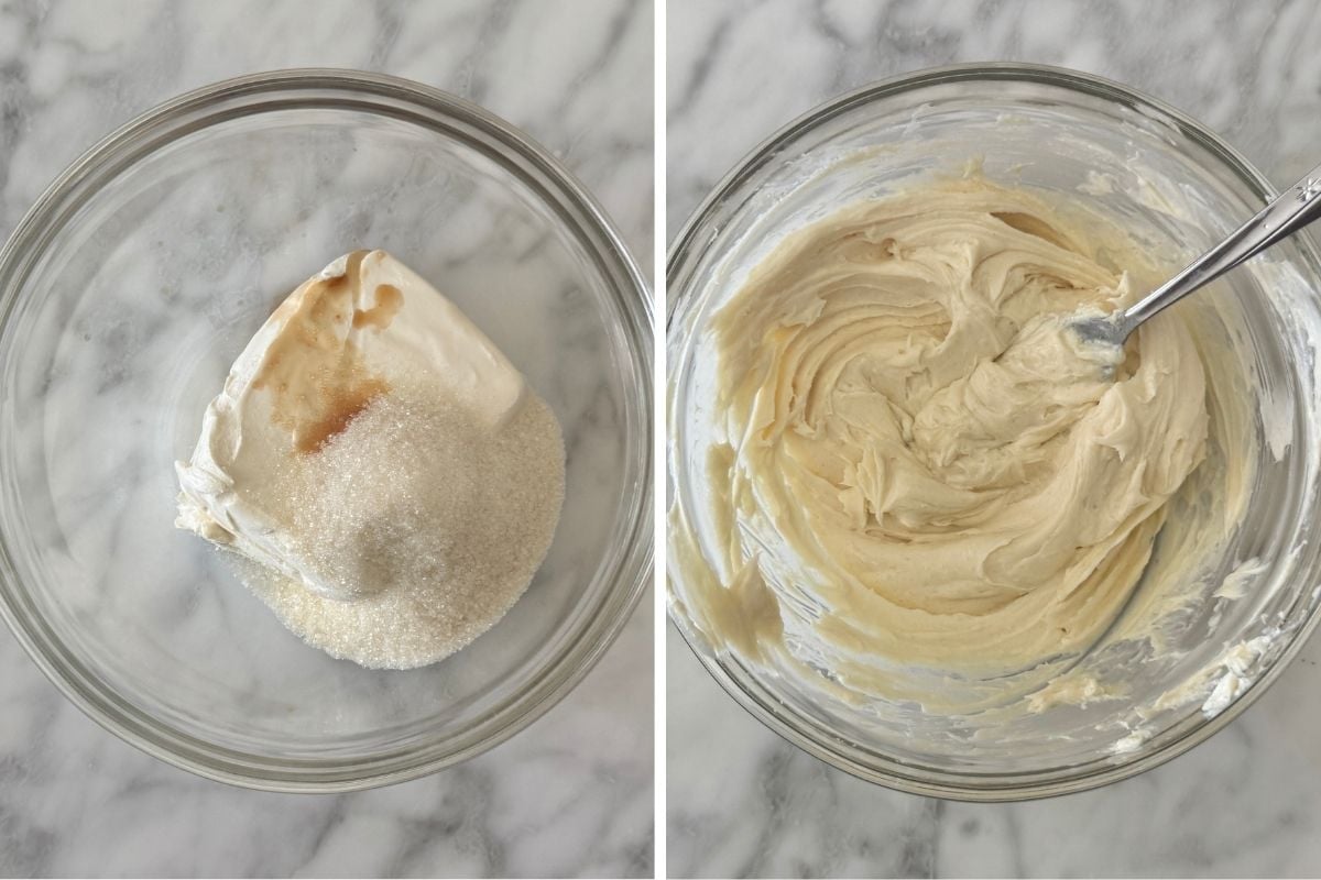 Cream cheese filling in a bowl