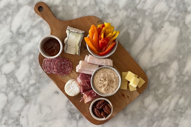 Cured meats on charcuterie board
