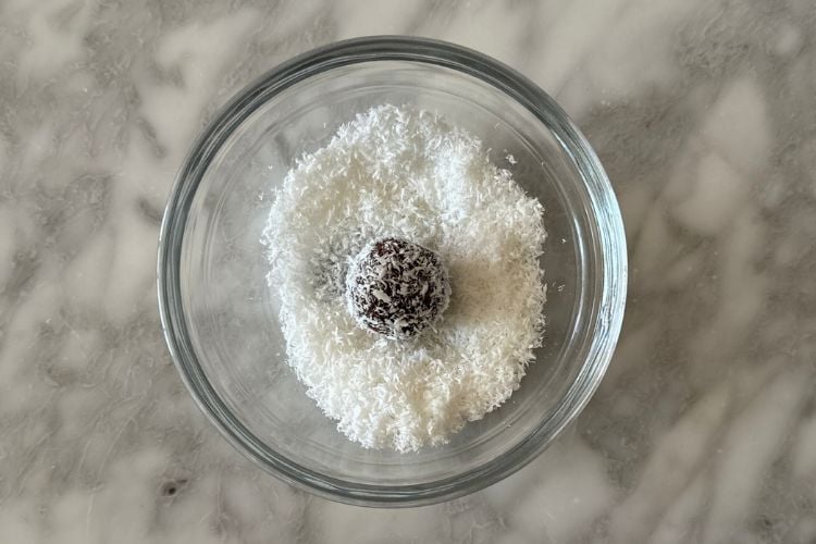 Date balls rolled in coconut