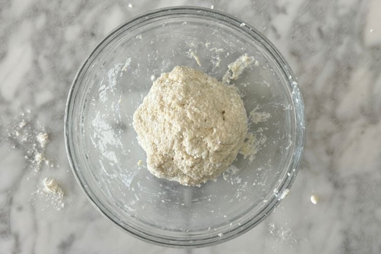 Dough made from flour and cottage cheese