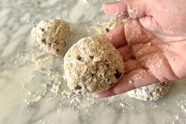 Bagel dough rolled into a ball