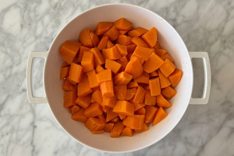 Drained cooked sweet potatoes