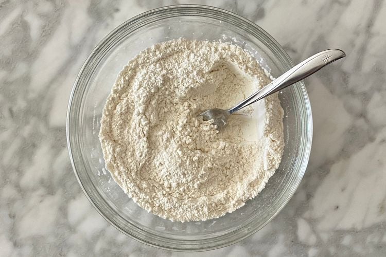 Dry Ingredients For Strawberry Banana Muffins