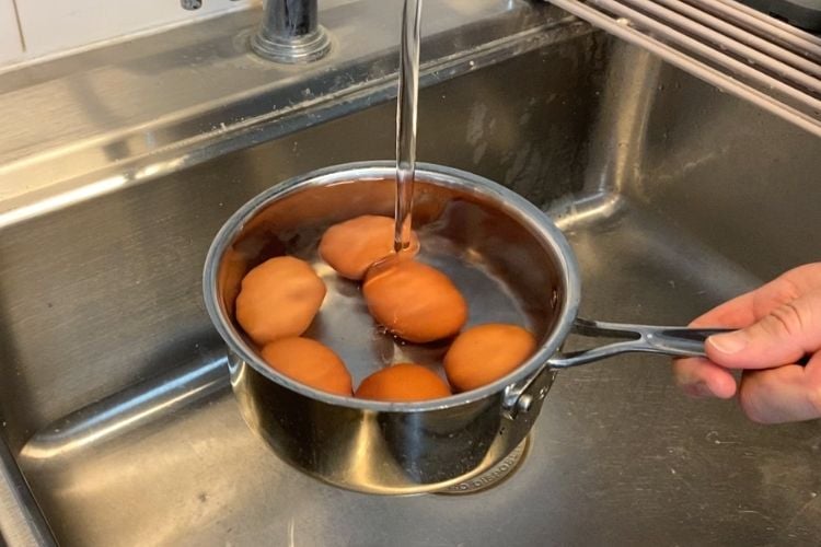Eggs in a saucepan with water