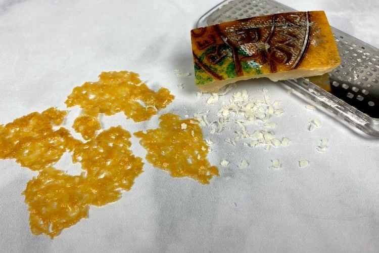 Finely grated parmesan cheese crisps