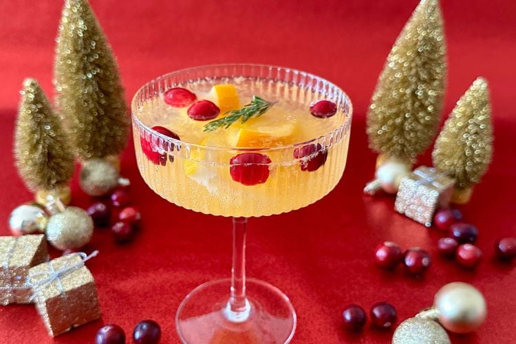 Finished Prosecco cocktail in a glass