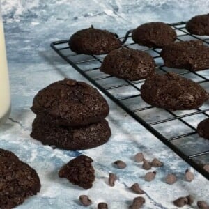 Finished double chocolate chip cookies