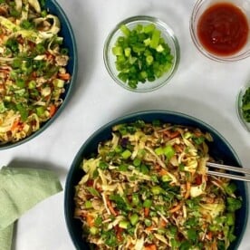 Finished egg roll in a bowl