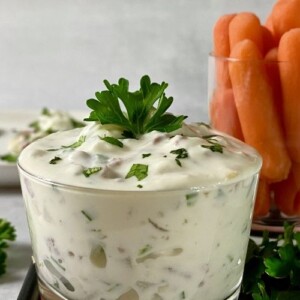 Finished healthy bacon and chive dip