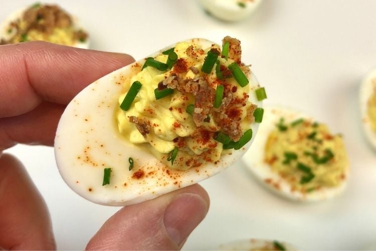 Finished healthy deviled eggs