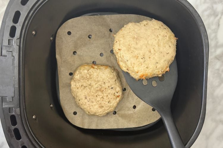 Flip turkey burgers in air fryer