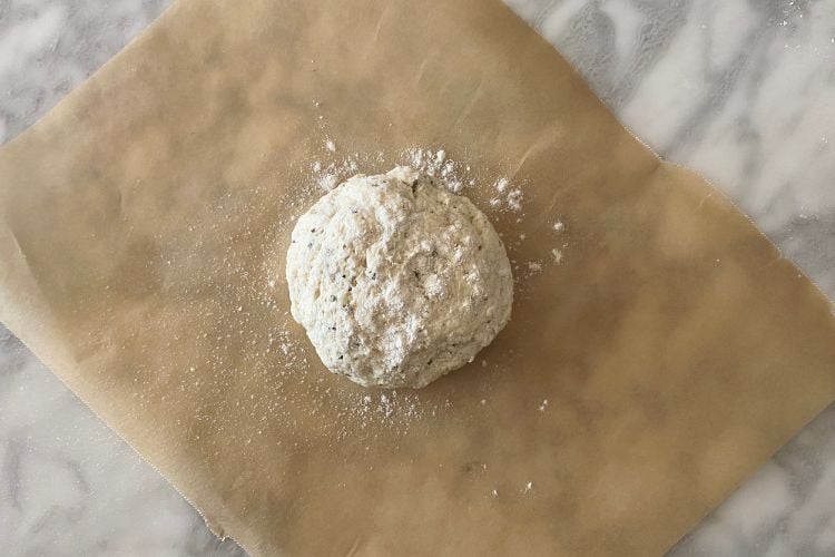 Floured pizza dough