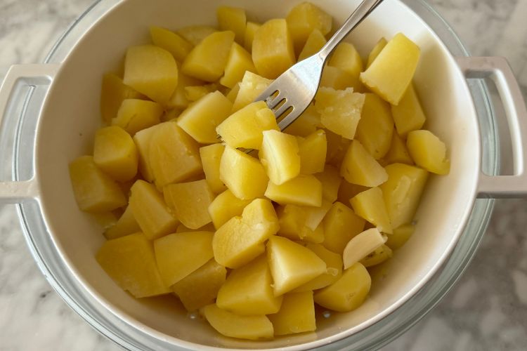 Fork tender chopped potatoes