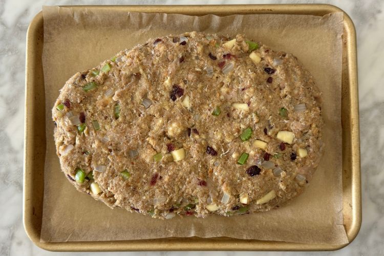 Formed turkey stuffing meatloaf