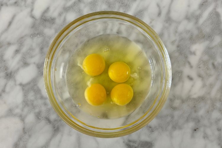 Four eggs in a bowl