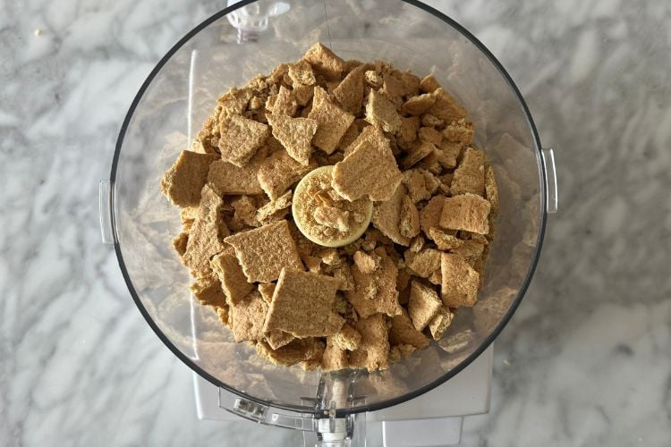 Graham cracker crumbs in food processor
