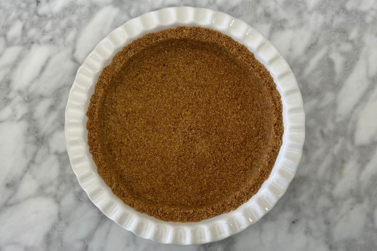 Graham cracker crust in pie pan