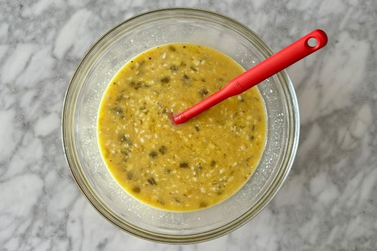 Green chile egg casserole mixture