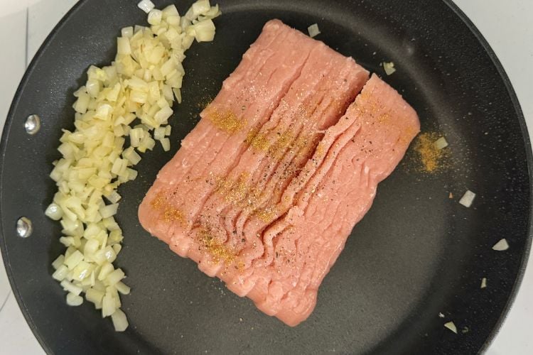 Ground turkey in a pan