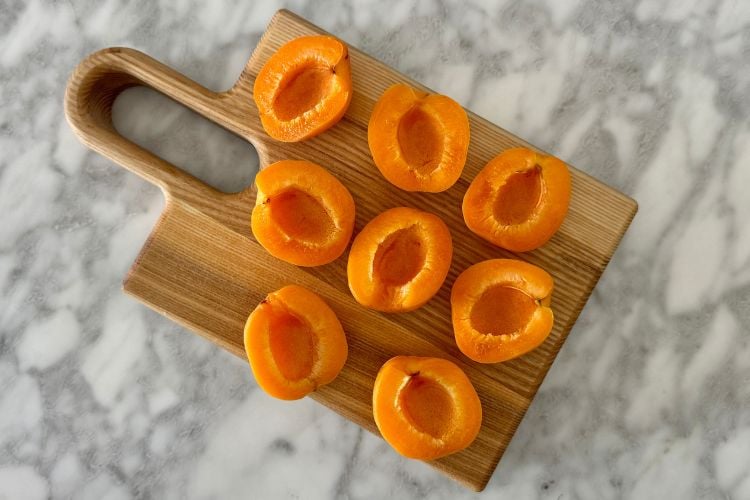 Halved apricots