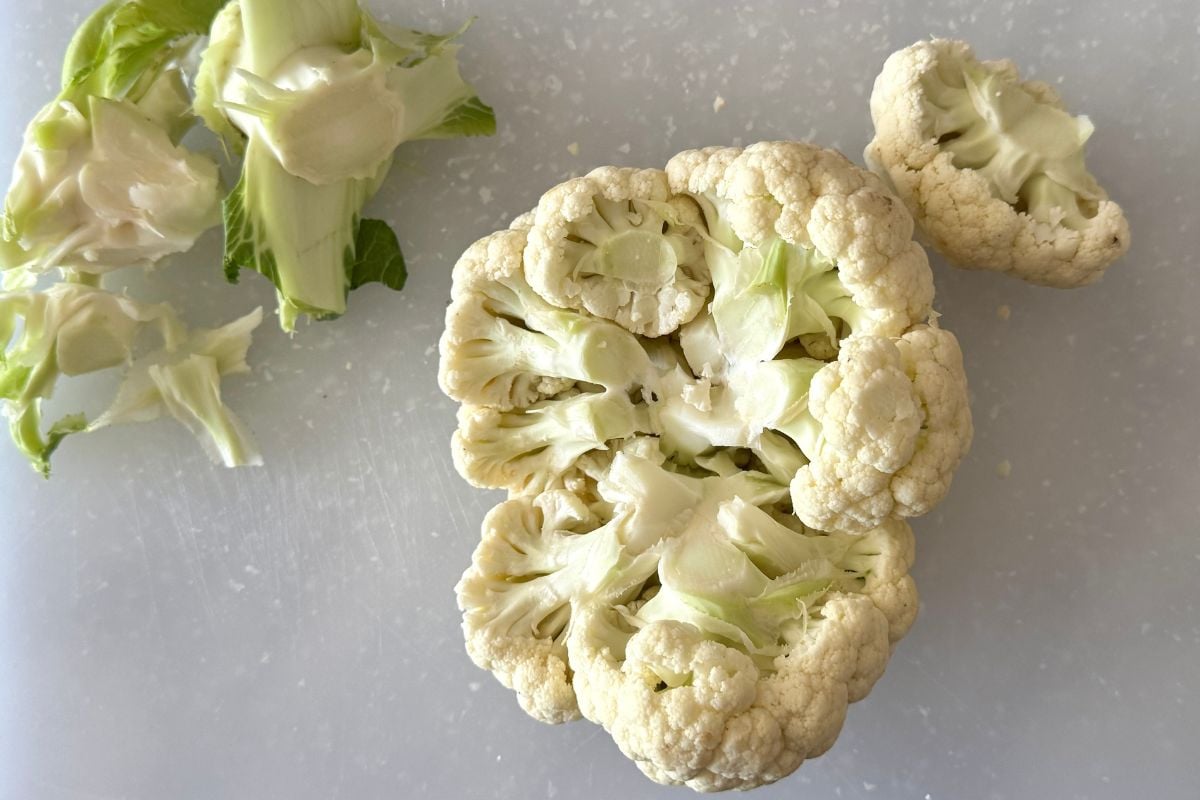 Head of cauliflower cut into florets