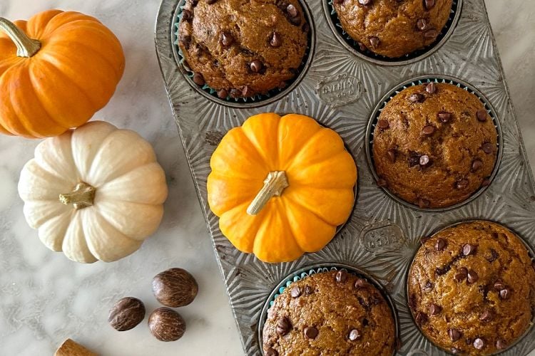 Healthy Pumpkin Chocolate Chip Muffins