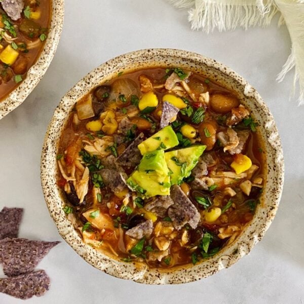 Healthy Slow Cooker Tortilla Soup In a Bowl