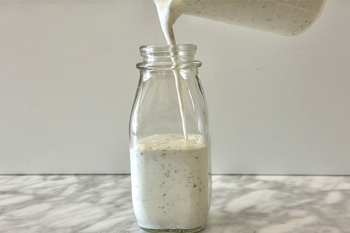 Healthy ranch dressing in container