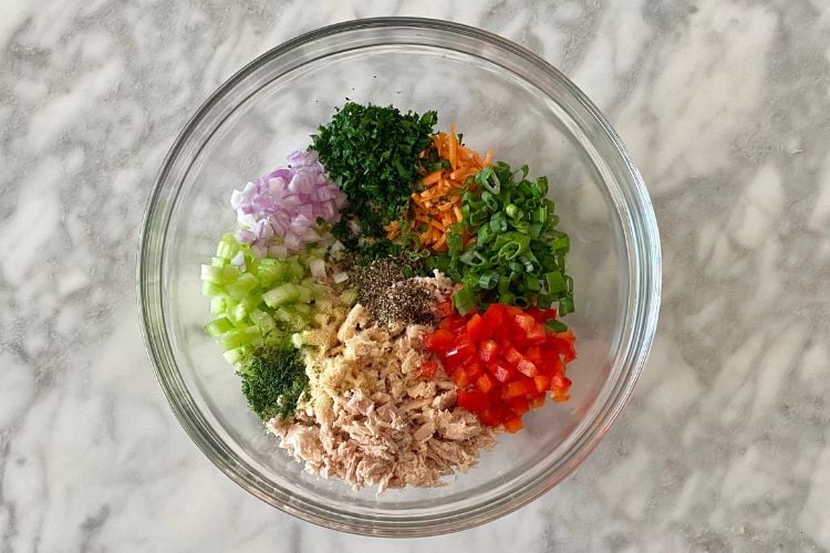 Healthy tuna salad in bowl