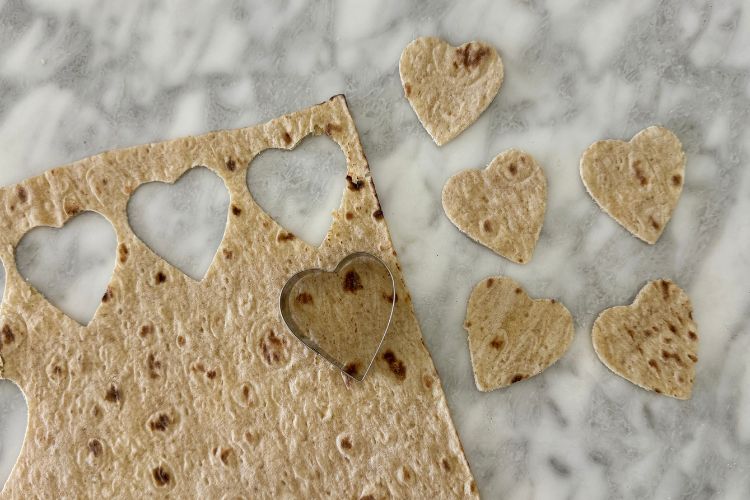 Heart shaped lavash chips