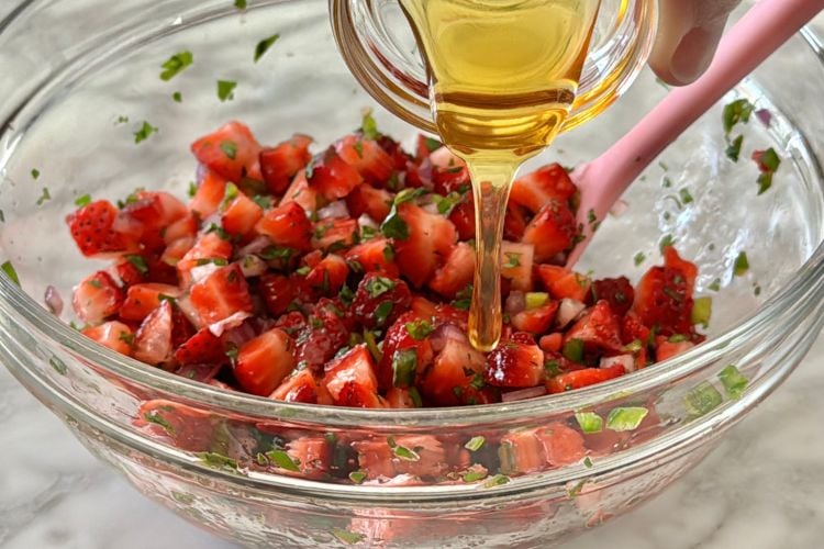 Honey added to strawberry salsa