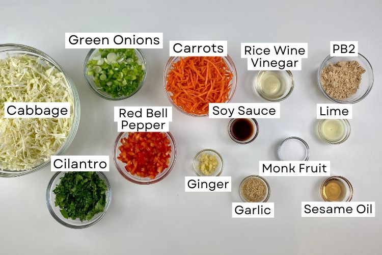 Ingredients For Asian Slaw With Peanut Dressing