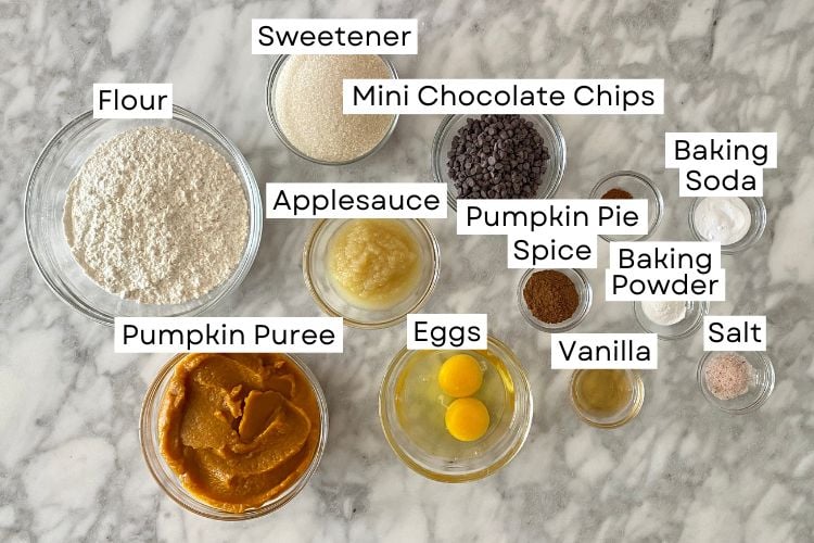 Ingredients For Pumpkin Chocolate Chip Muffins