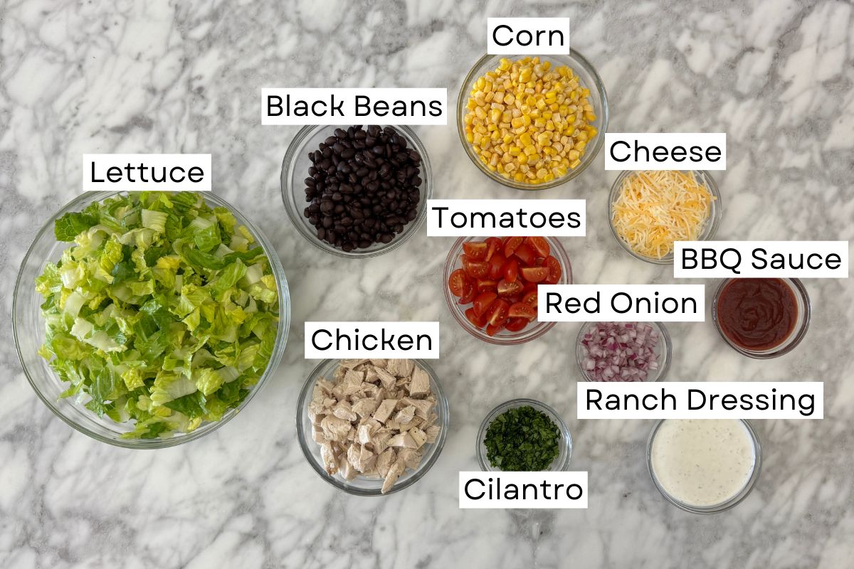 Ingredients for BBQ chicken salad