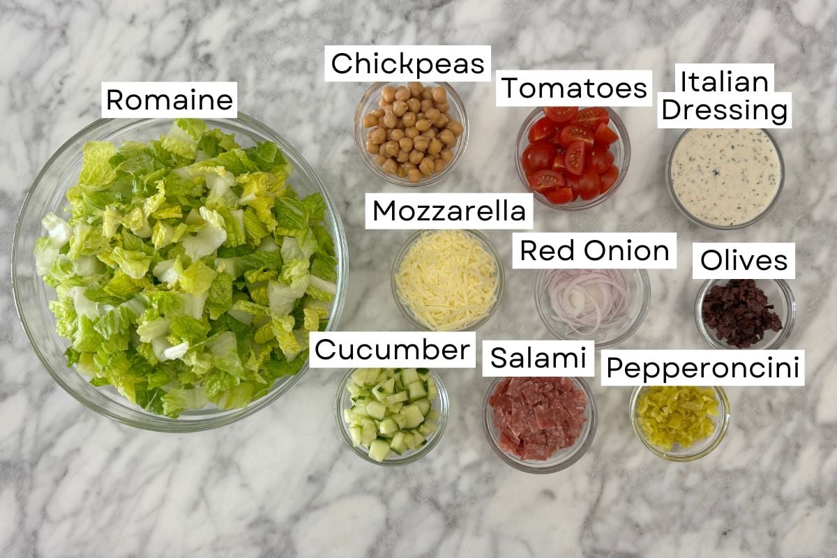 Ingredients for Italian chopped salad