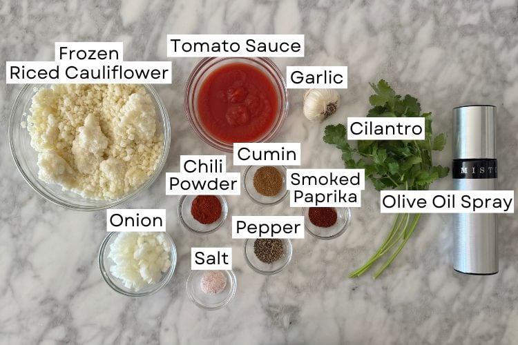 Ingredients for Spanish cauliflower rice