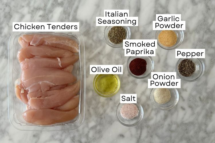 Ingredients for air fryer chicken tenders