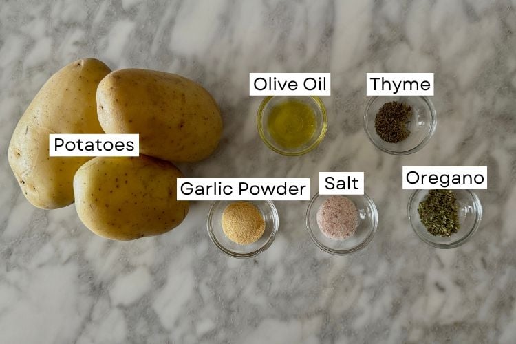 Ingredients for air fryer diced potatoes