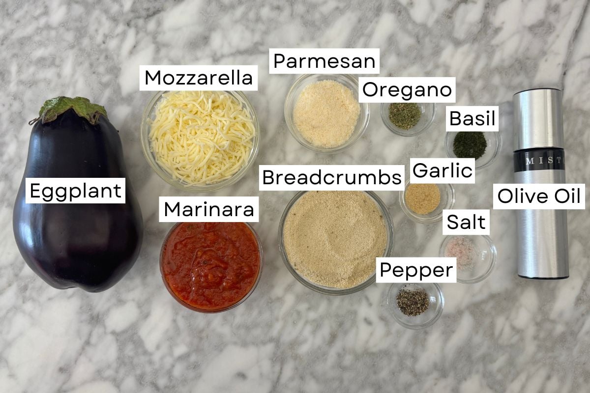 Ingredients for air fryer eggplant parmesan