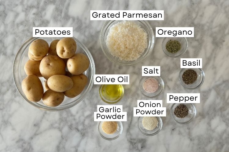 Ingredients for air fryer parmesan potatoes